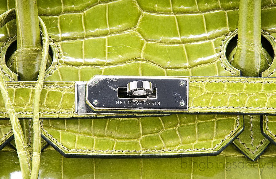 Birkin 35 Vert Anis Porosus PHW