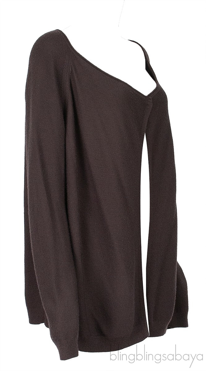 Dark Brown Knit Long Sleeves Cardigan