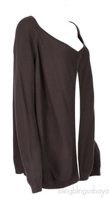 Dark Brown Knit Long Sleeves Cardigan