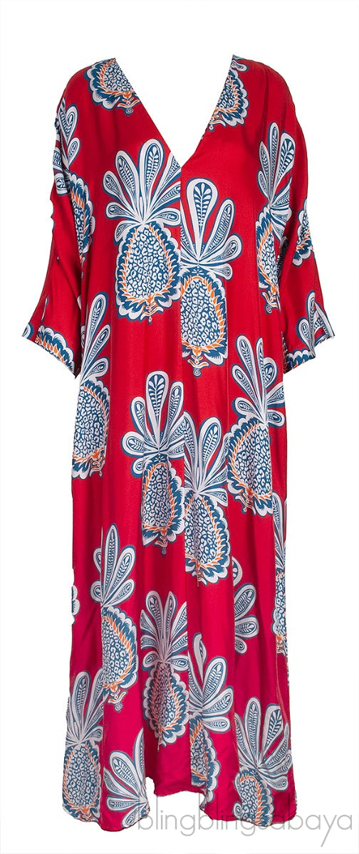 Red Printed Kaftan Dress