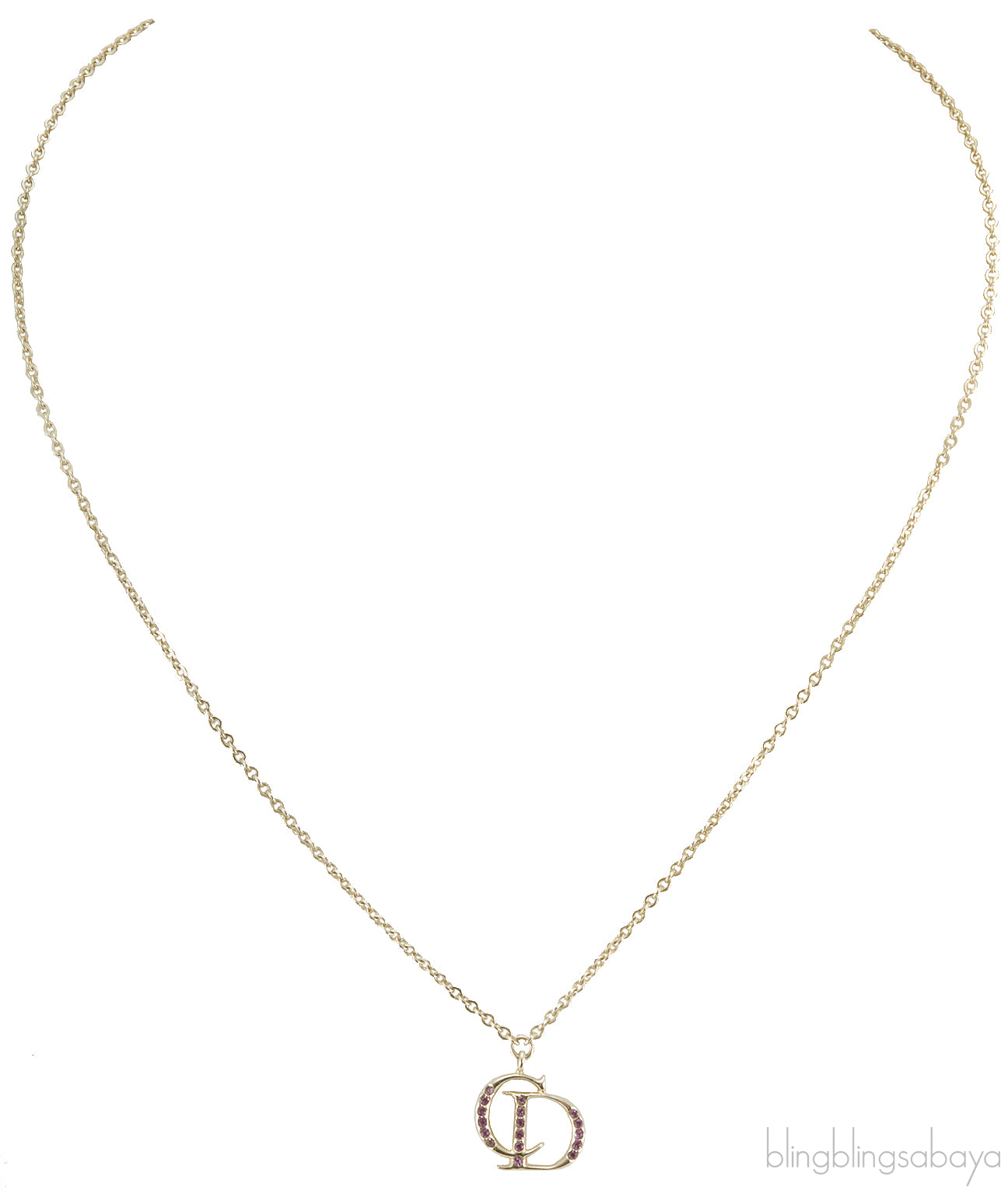 Gold Logo Strass Necklace