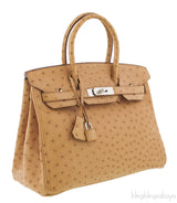 Birkin 30 Natural Gold Ostrich PHW