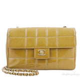 Square Quilt Patent Shoulder Bag