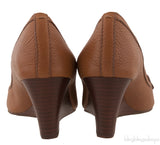 Brown Peep Wedge Heels