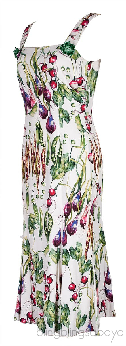 White Printed Sleeveless Midi Dress