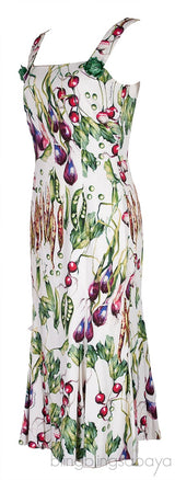 White Printed Sleeveless Midi Dress