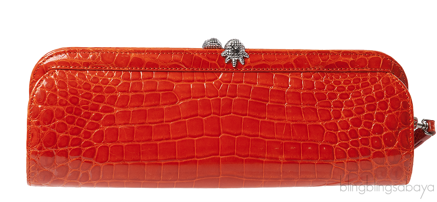 KWANPEN KP Homage Orange Trace Crocodile Long Clutch
