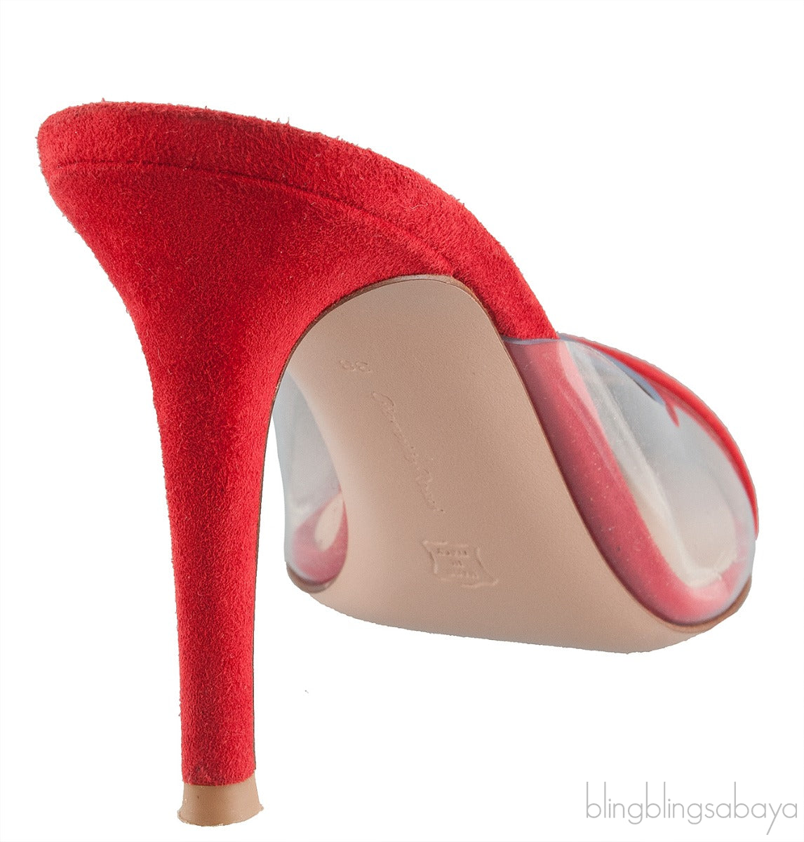 Red Suede & PVC Slide Mule