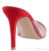 Red Suede & PVC Slide Mule