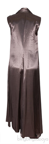 Asymmetric Draped Satin Dress Brown