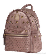 Metallic Leather Studded Mini Backpack