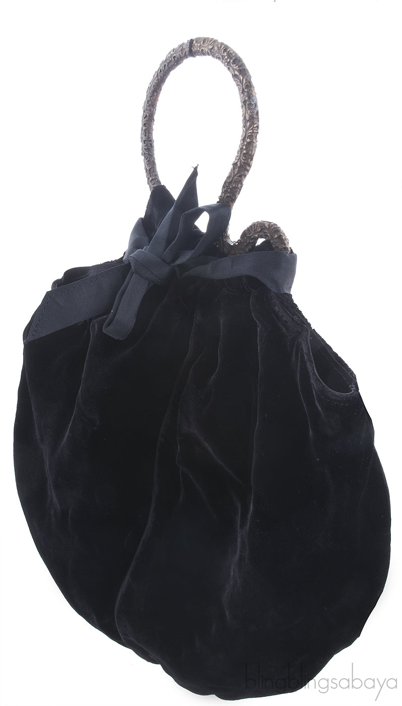 Black Velvet Handle Bag*