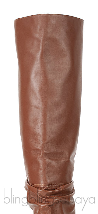 Brown Thigh-high Leather Boots