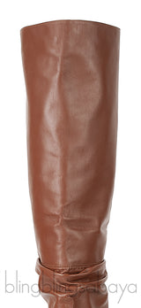 Brown Thigh-high Leather Boots