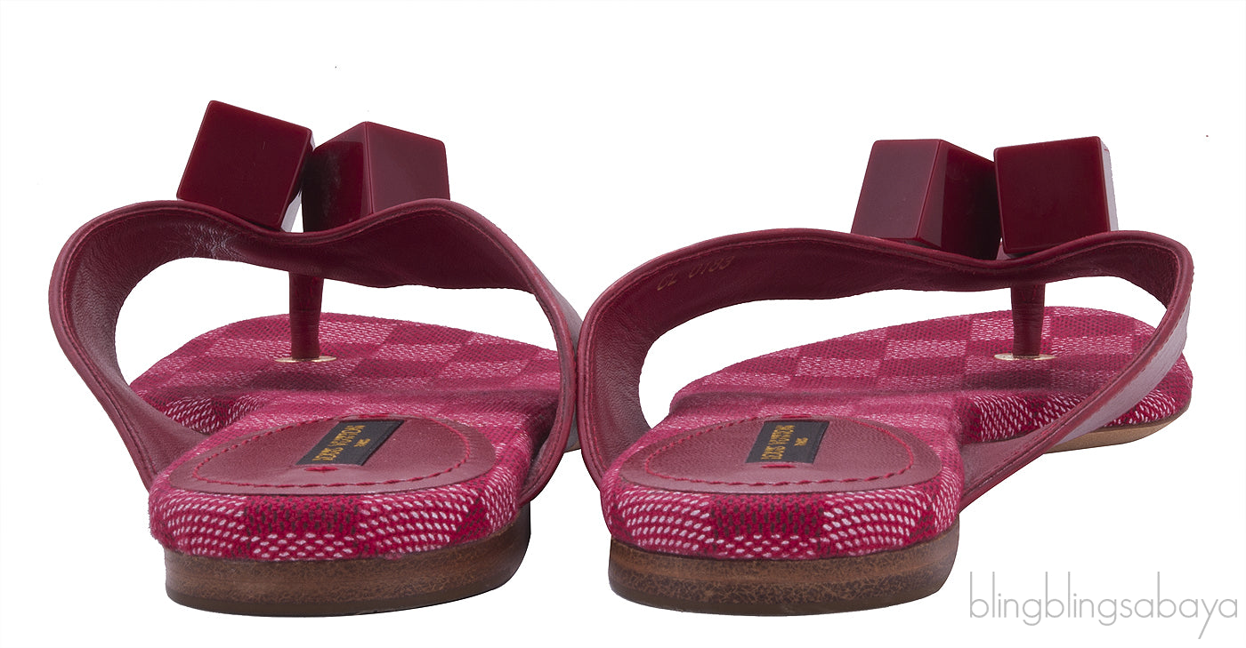 Red Damier Slip-on Sandals
