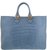 Twin Alligator Blue Jean Tote Bag