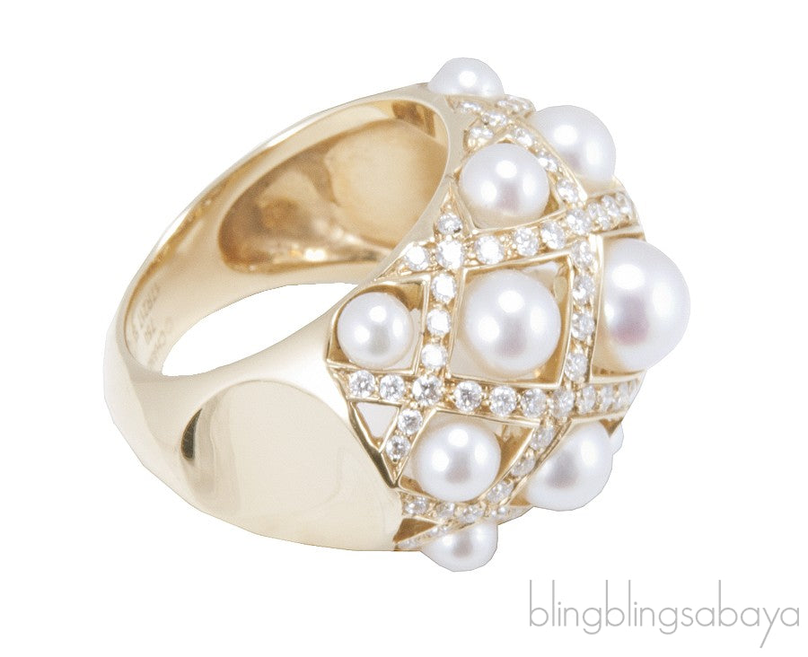 Pearl Diamond Matelasse Ring