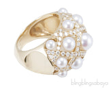 Pearl Diamond Matelasse Ring
