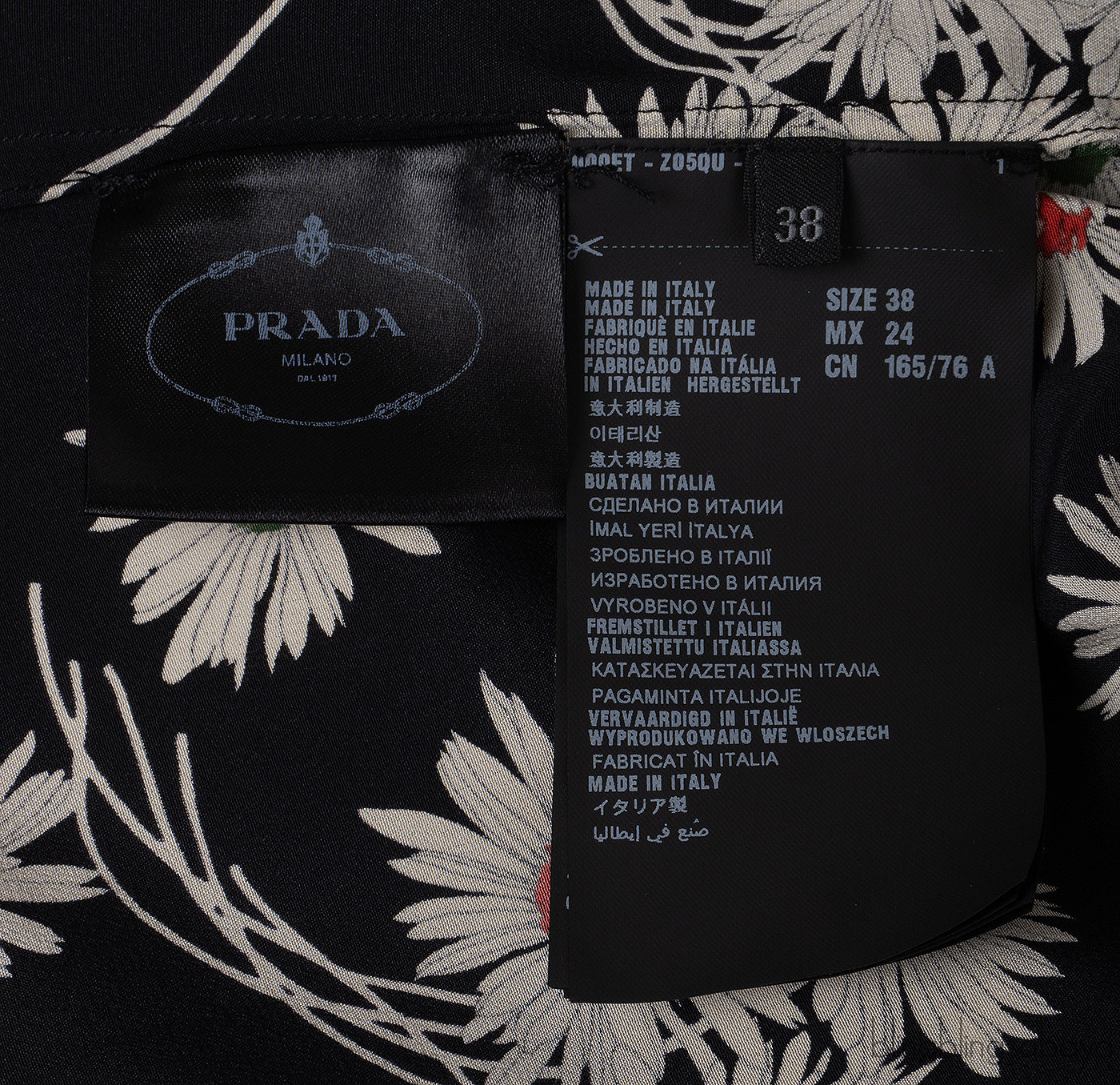 Prada Black Floral Satin Pajama