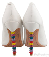 White Pointed Multicolor Crystal Heels