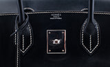 Birkin 30 Black Box Beige Stitching