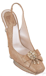Square Toe Crystal Vamp Heels