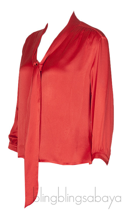 Red Pussy Bow Blouse