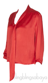 Red Pussy Bow Blouse