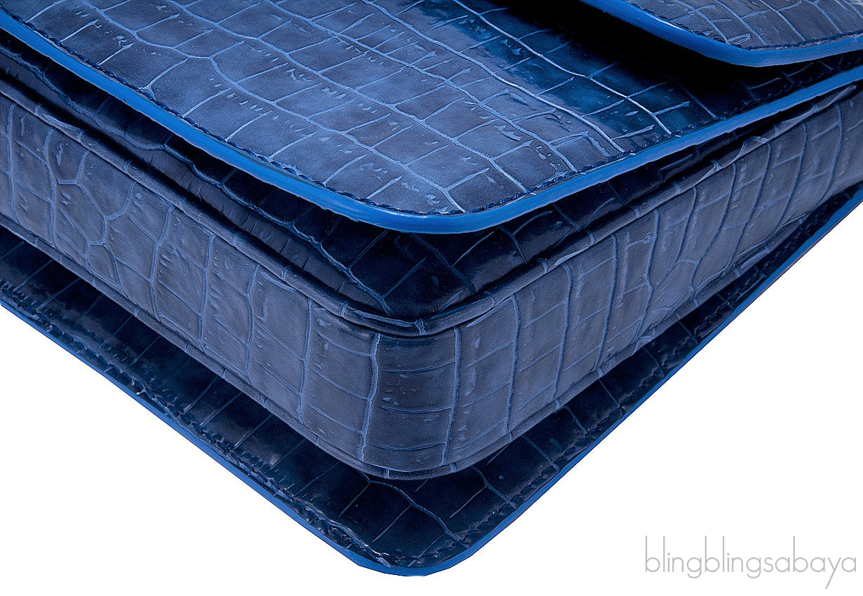 Faux Blue Croc Grace Bag
