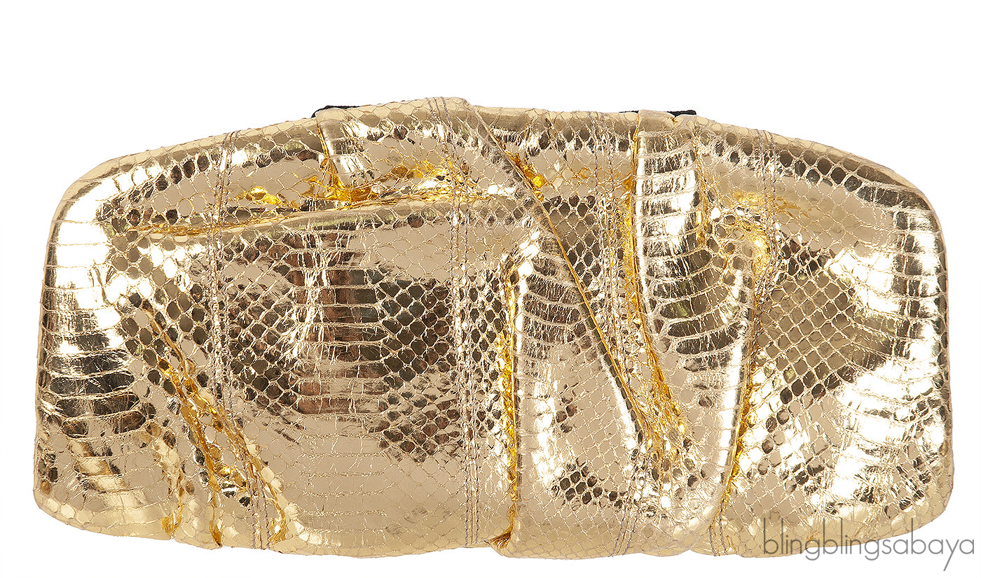 Dolce & Gabbana Gold Snakeskin Wallet Clutch