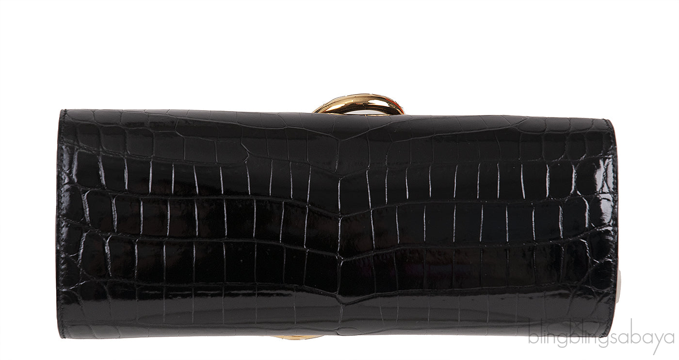 Egee Black Crocodile Clutch GHW