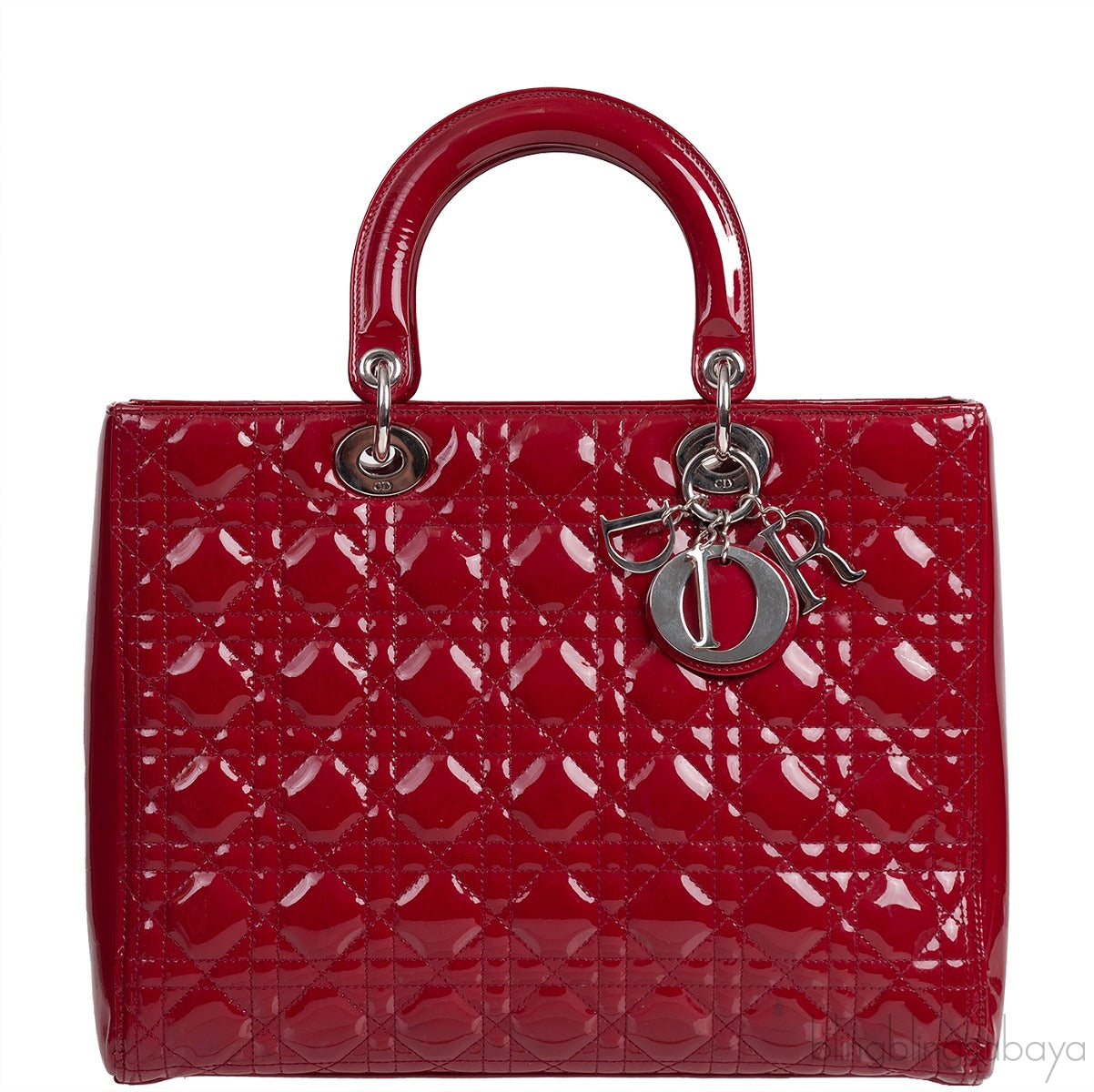 Lady Dior Red Patent Quilted Bag PHW