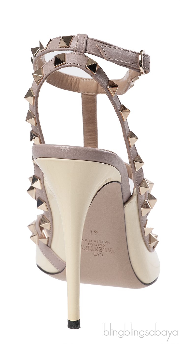 Valentino Garavani Rockstud Ankle Strap Beige Nude Slingback Heels