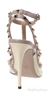Valentino Garavani Rockstud Ankle Strap Beige Nude Slingback Heels