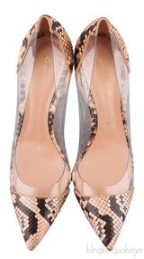 Beige Python Plexi Pumps