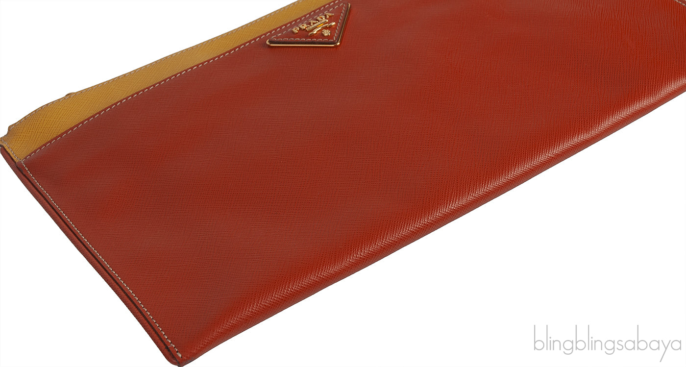 Saffiano Papaya & Mimosa Large Clutch