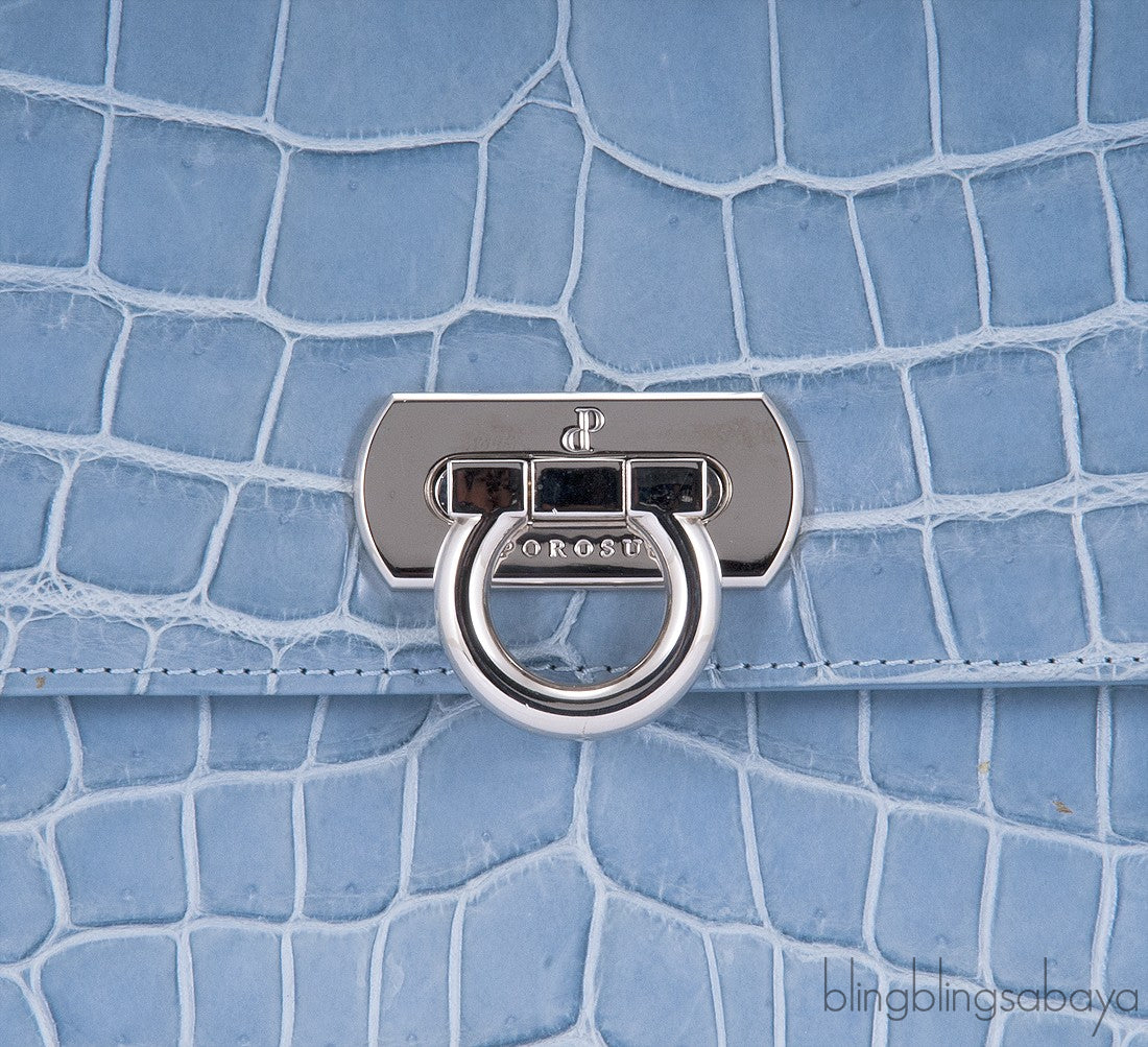 Cesare Furs Blue Gray Crocodile Handbag
