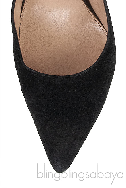 Suede Pointed Toe Black Heels