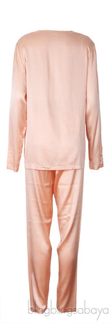 Light Orange V-neck Long Sleeve Pajama Set