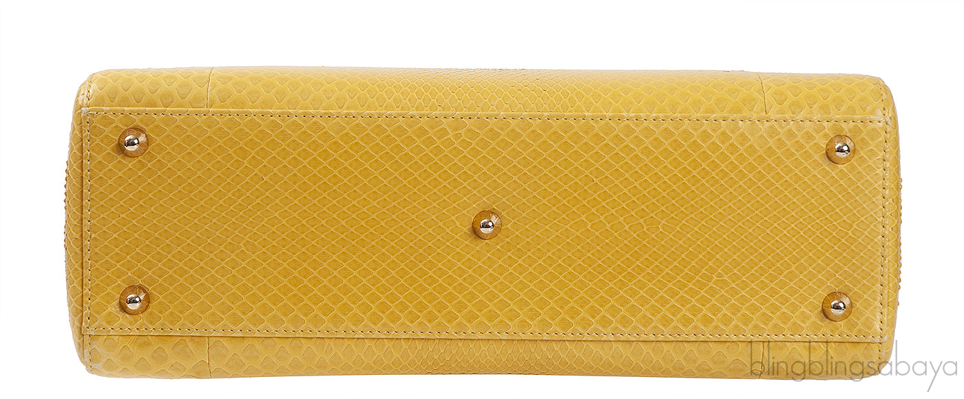 Lady Dior Large Yellow Python PHW