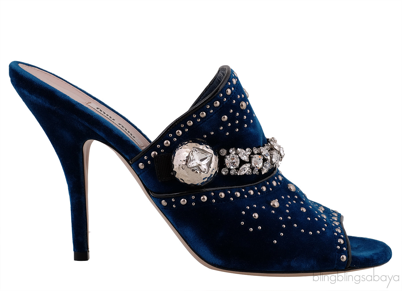 Blue Velvet Crystal Sandals