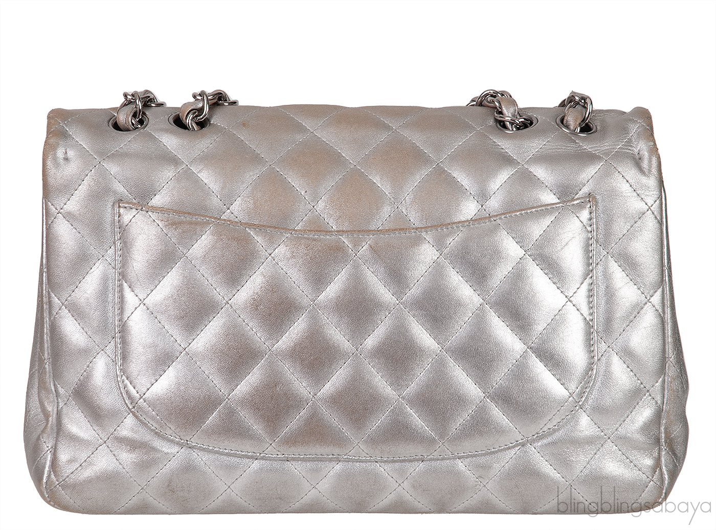Chanel Silver Quilted Classic Jumbo Flap Bag PHW