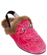 Pink Princetown GG Velvet Kids Shoes