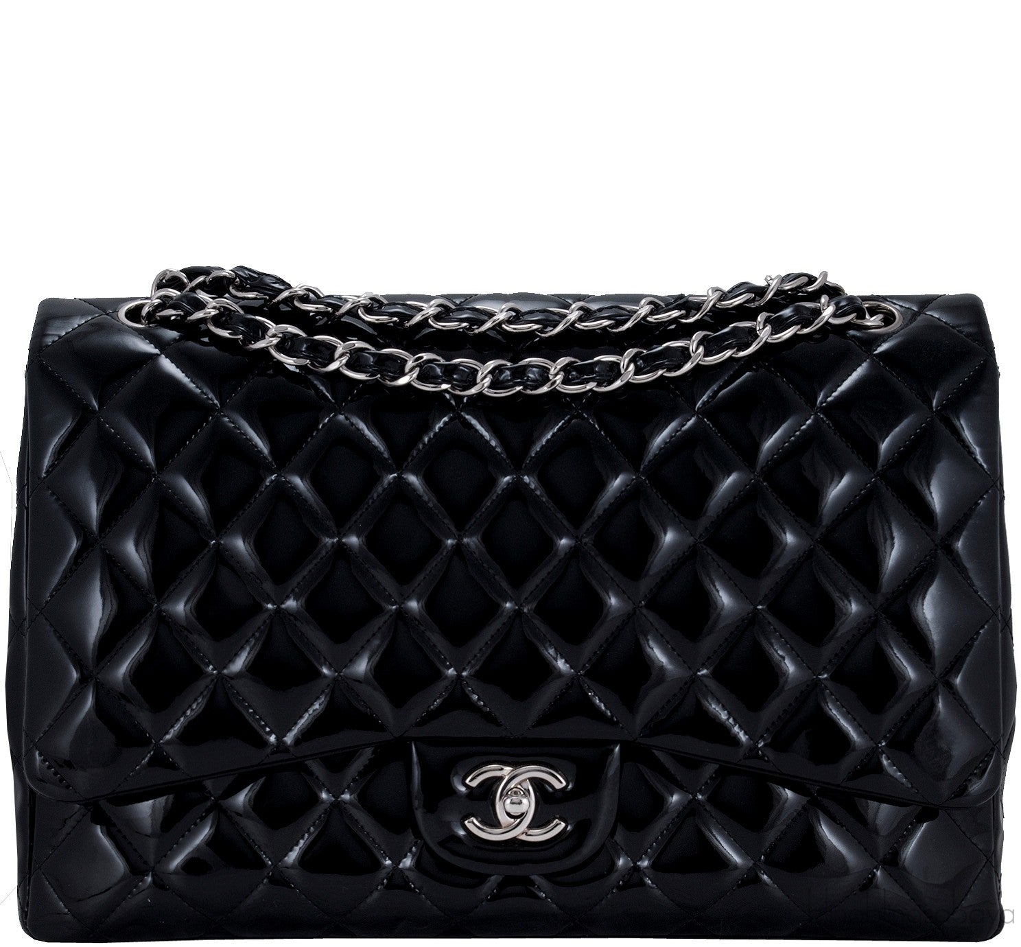 Black Patent Maxi Flap Bag