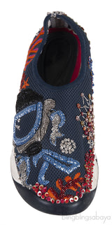 Dark Blue DIOR Bead Embellished Fusion Sneakers