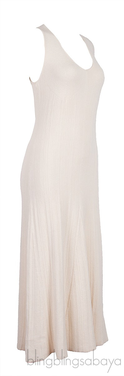 Off-white Knitted Sleeveless Dress