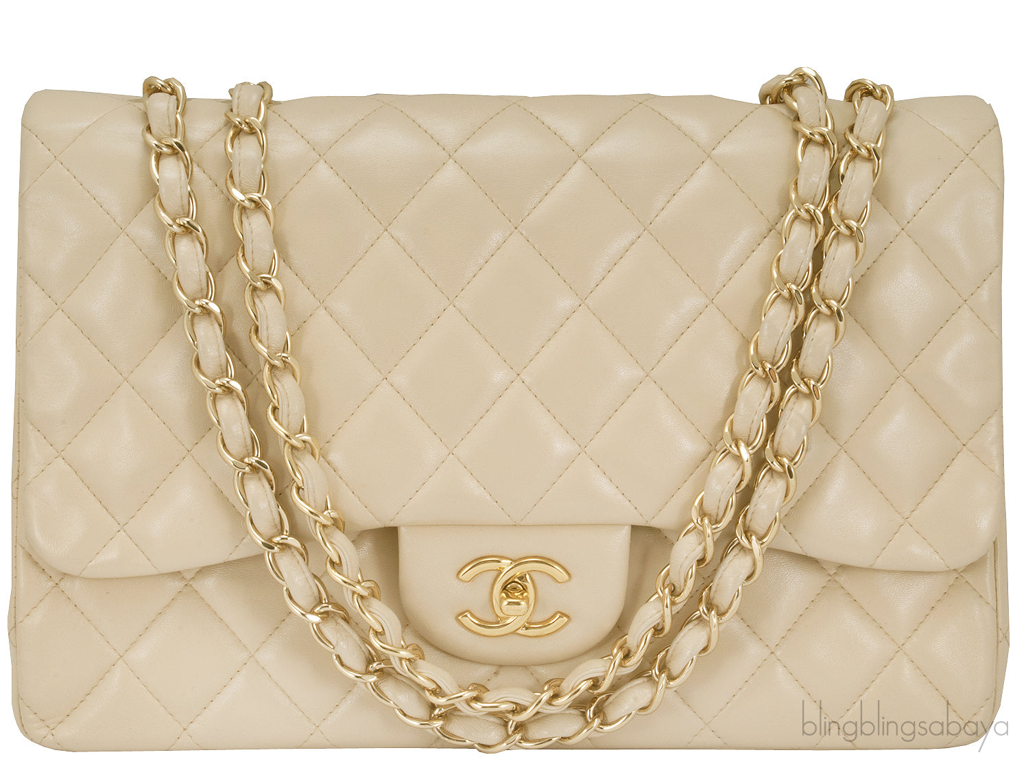 Beige CC Jumbo Flap Bag