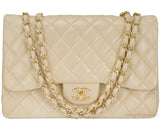 Beige CC Jumbo Flap Bag