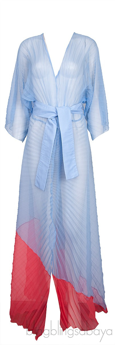 Bi-color Pleated Sheer Dress