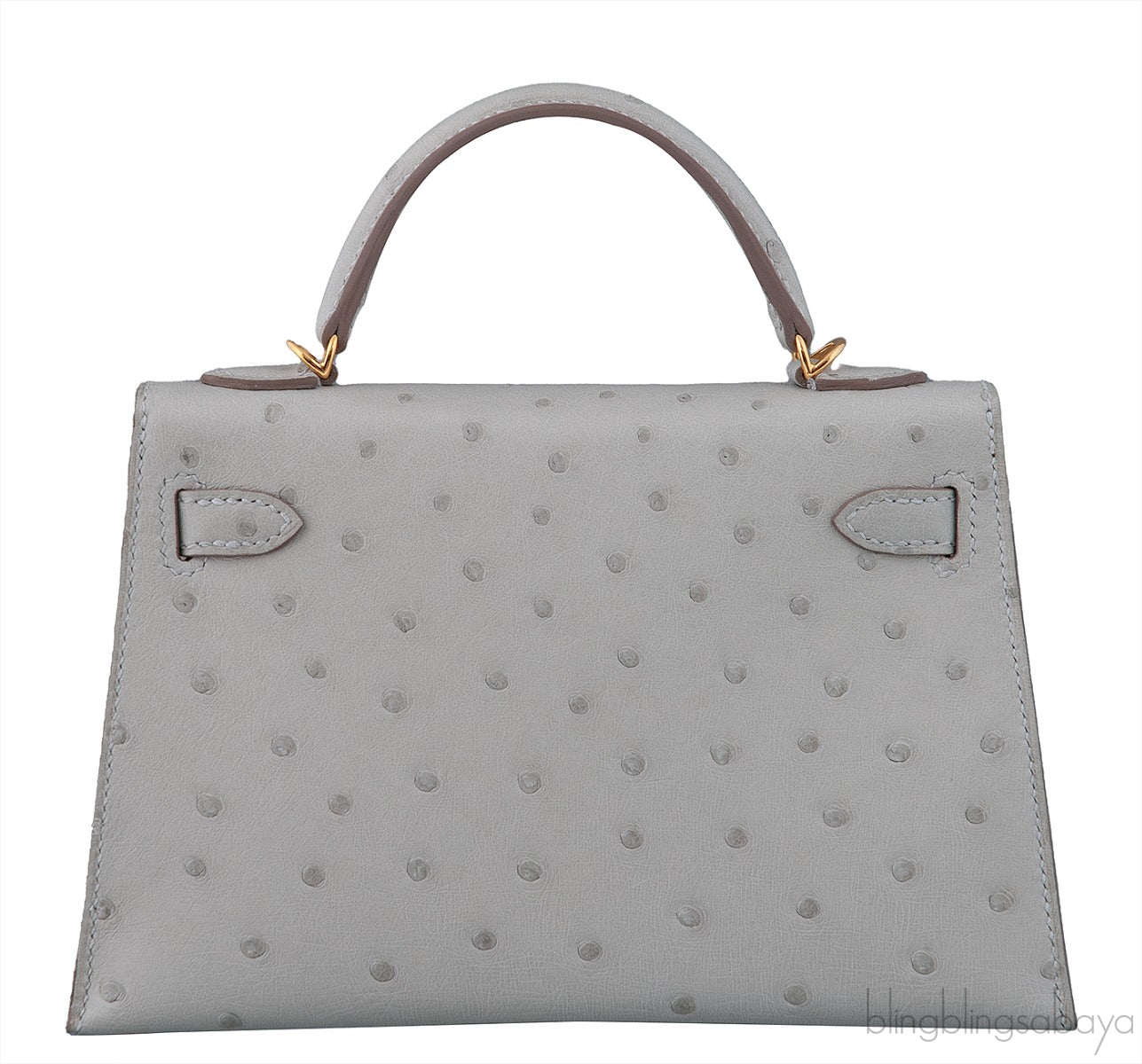 Kelly 20 Mini II Sellier Gris Perle Ostrich GHW